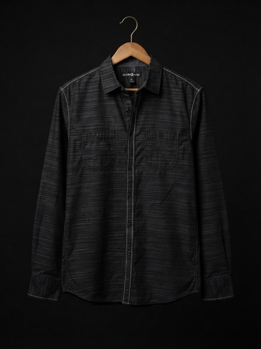 Beverly Hills Polo Club Men's Black Textured Button-Down Shirt